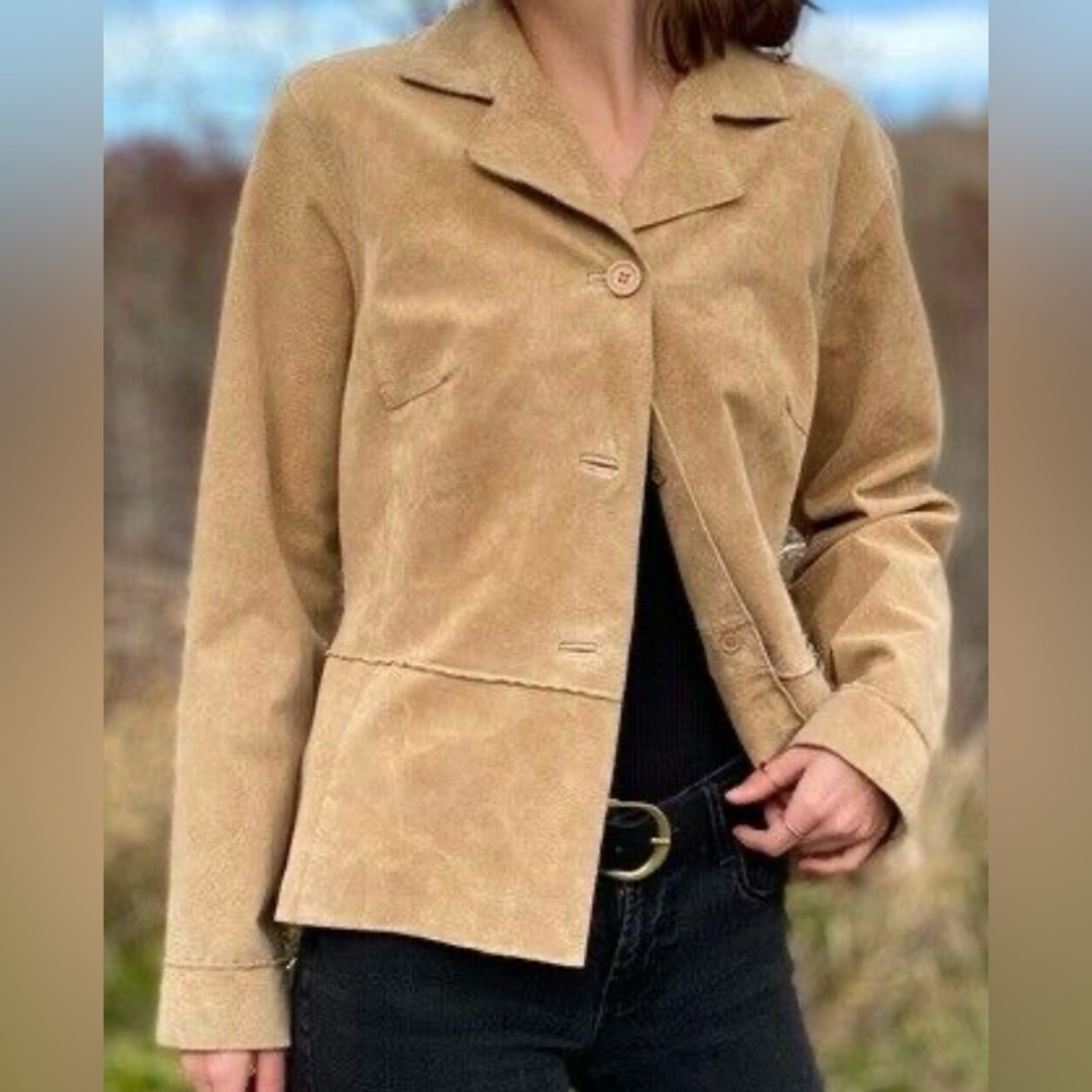 Brandon Thomas Leather Suede Jacket
Size: Medium, Color: Tan